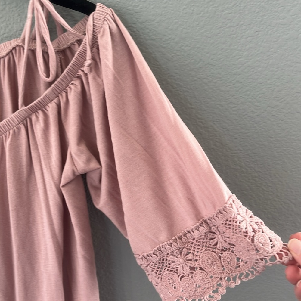 Melrose & Market dusty pink, off the shoulder top, women’s S, pretty lac… - Picture 2 of 6